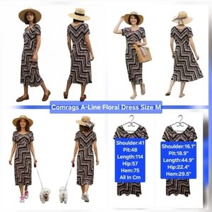 Comrags A-Line Floral Dress Size M